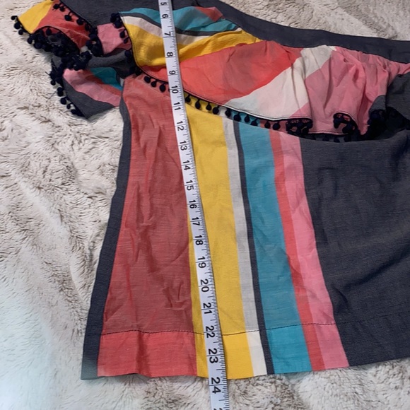 Trina Turk Los Angeles One-Shoulder Striped Cotton/ linen Blend Top size Medium - Picture 10 of 14